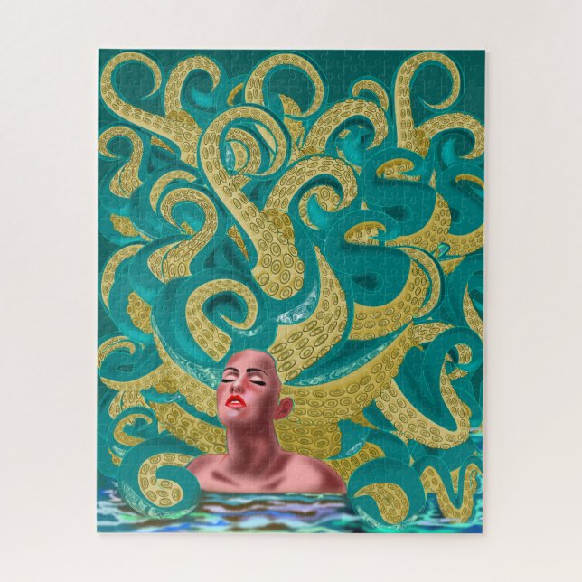 Woman Octopus Jigsaw Puzzle Gift Painting (Vertical)