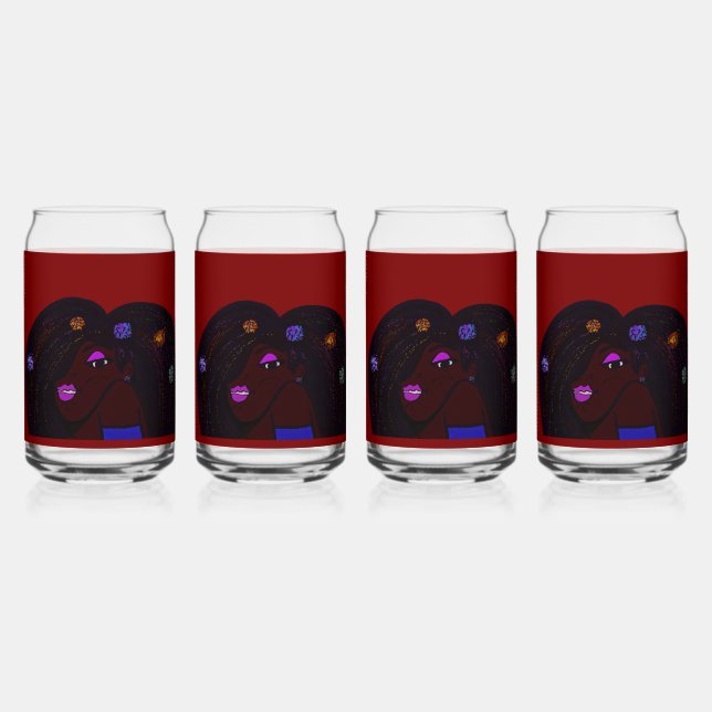 Woman of Color Animation Can Glass (Front)