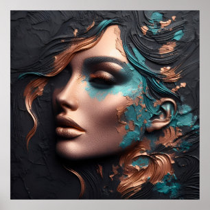Woman Of Copper - AI Creation Poster