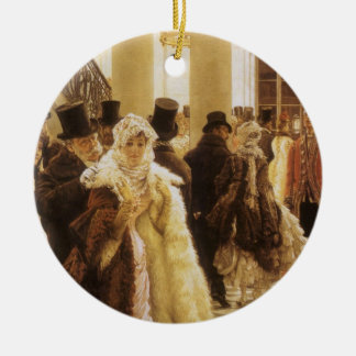Woman of Fashion by Tissot, Vintage Victorian Art Ceramic Tree Decoration