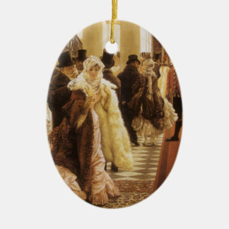 Woman of Fashion by Tissot, Vintage Victorian Art Ceramic Tree Decoration