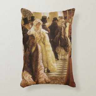 Woman of Fashion by Tissot, Vintage Victorian Art Decorative Cushion