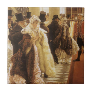 Woman of Fashion by Tissot, Vintage Victorian Art Tile