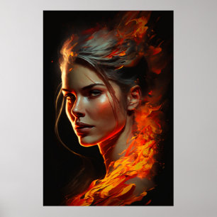 Woman of Fire Oil Painting Poster