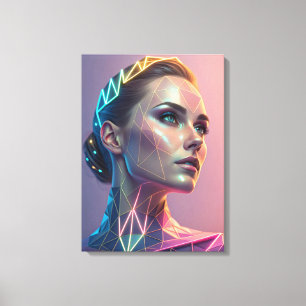 Woman of the Future Futuristic Geometric Canvas Print
