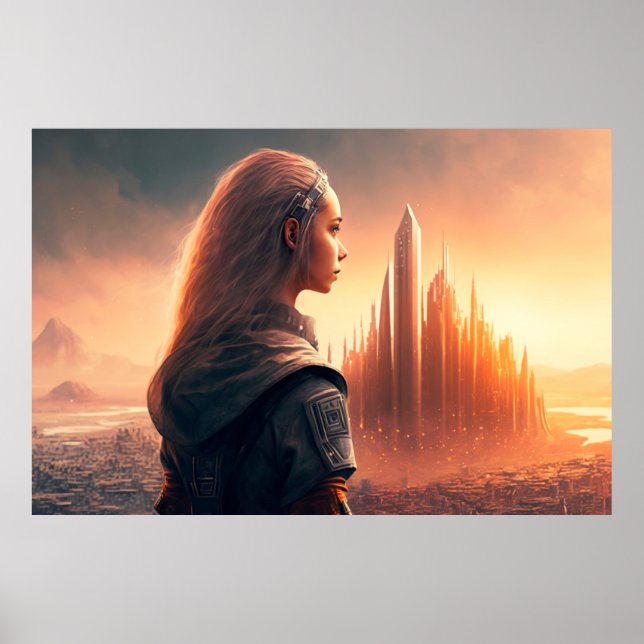 Woman of the Future Outside a City Poster (Front)