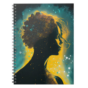 Woman of the Stars Gold and Teal Notebook