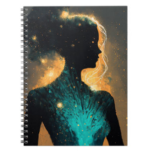 Woman of the Stars Gold & Teal Small Notebook