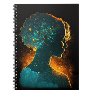Woman of the Stars Gold & Teal Small Notebook