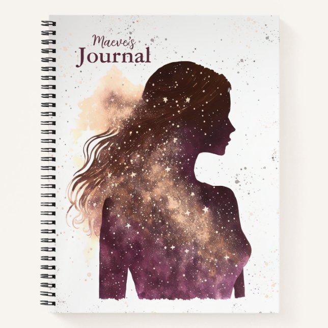 Woman of the Stars Purple & Brown Large Hardcover Notebook (Front)