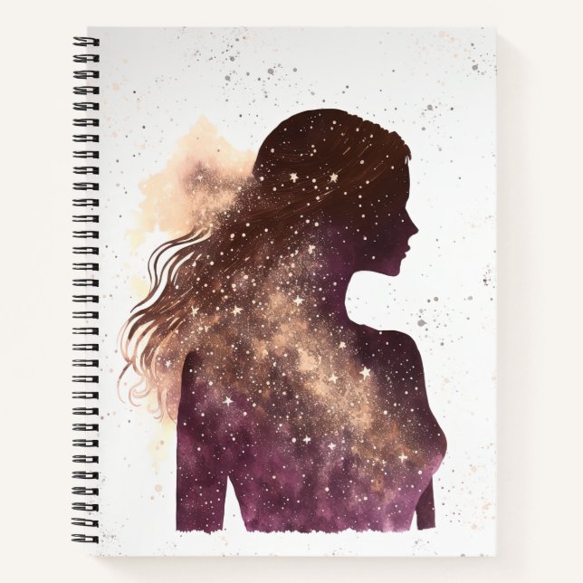Woman of the Stars Purple & Brown Large Softcover Notebook (Front)