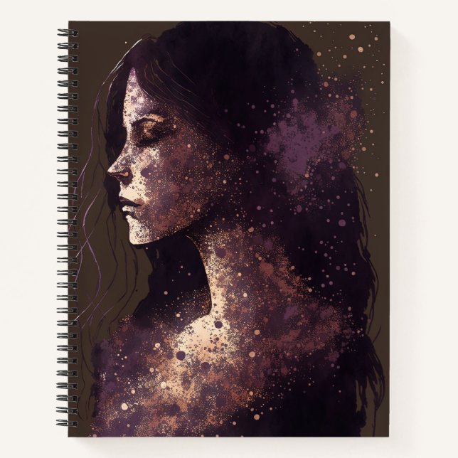 Woman of the Stars Purple & Brown Large Softcover Notebook (Front)