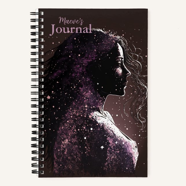 Woman of the Stars Purple & Brown Small Hardcover Notebook (Front)