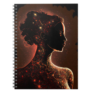 Woman of the Stars Red and Brown Notebook