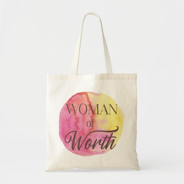 Woman of Worth Watercolour Tote Bag (Front)