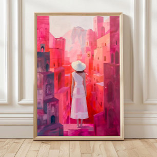 Woman Oil Painting Print, Home Decor Impasto Conte