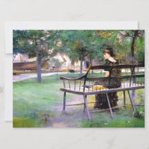 Woman on a Bench (by Edwin Austin Abbey) Card