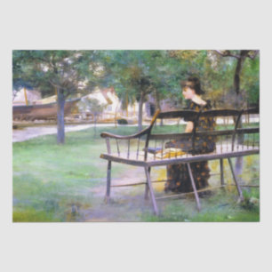 Woman on a Bench (by Edwin Austin Abbey) Tissue Paper