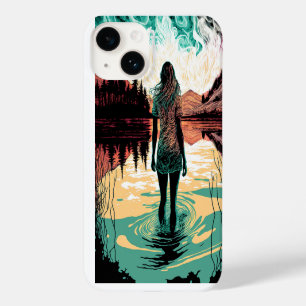 Woman on a Lake Psychedelic Phone Case