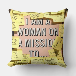 Woman on A Mission, Motivational Cushion