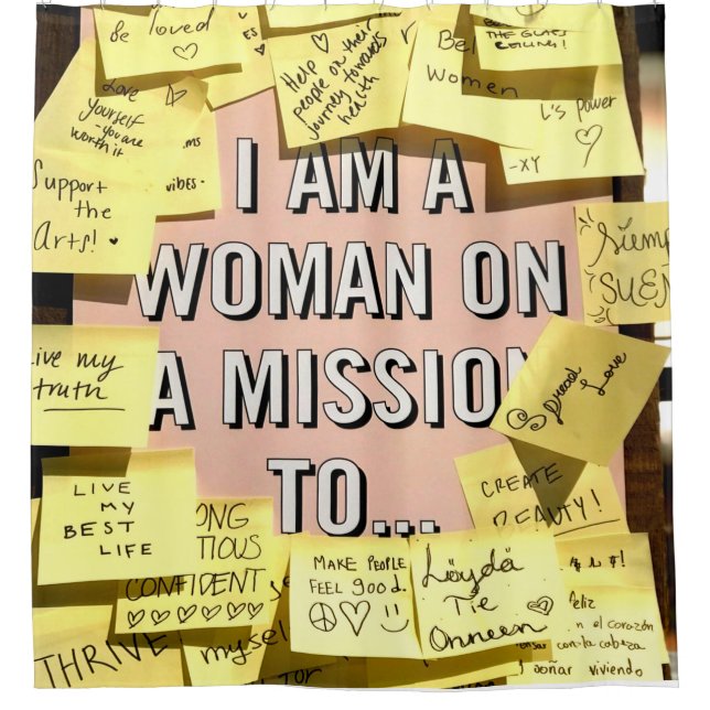 Woman on A Mission, Motivational Shower Curtain (Front)