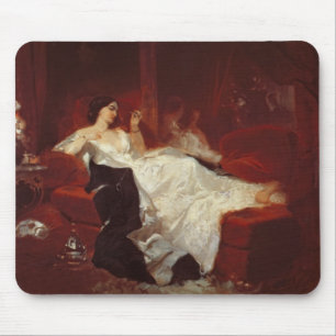 Woman on a red sofa mouse mat
