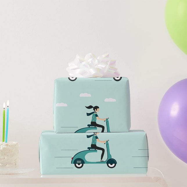 Woman On A Scooter Wrapping Paper (Creator Uploaded)
