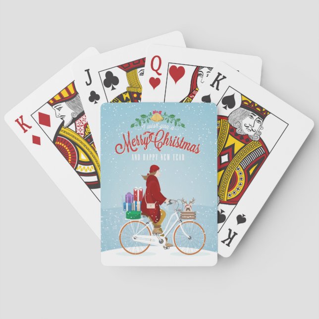 Woman on Bicycle Christmas Cards (Back)