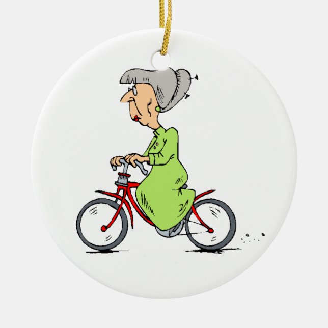 WOMAN ON BIKE ORNAMENT (Front)