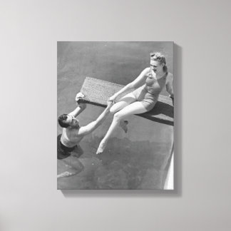 Woman on Diving Board Canvas Print