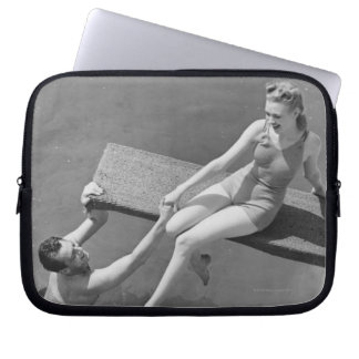 Woman on Diving Board Laptop Sleeve