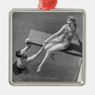 Woman on Diving Board Metal Tree Decoration