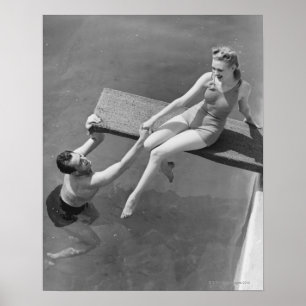 Woman on Diving Board Poster