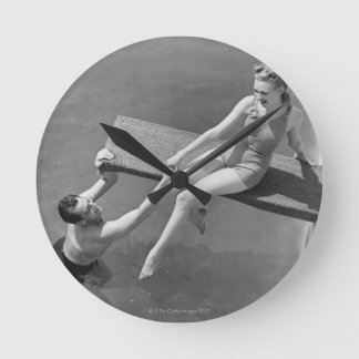 Woman on Diving Board Round Clock