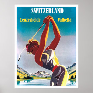 Woman on golf in Switzerland, Lenzerheide,Valbella Poster