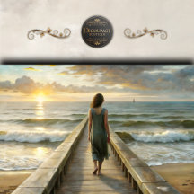 Woman on Pier at Sunset Decoupage