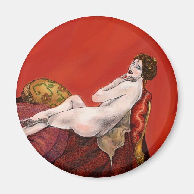 Woman on Red Sofa Magnet (Front)