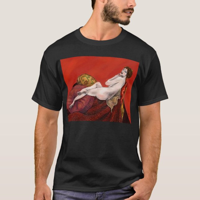 Woman on Red Sofa T-Shirt (Front)