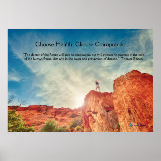 Woman on rock chiropractic poster