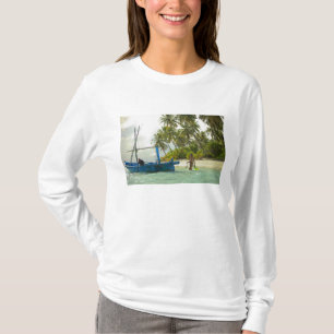 Woman on small traditional fishing boat, T-Shirt