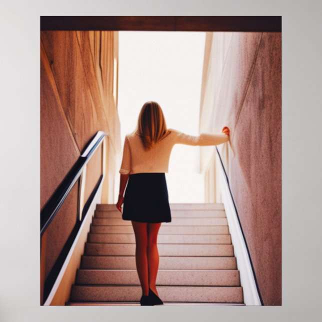Woman On Stairs AI Art Poster (Front)