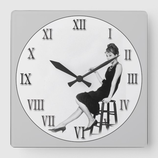 Woman on Stool Square Wall Clock (Front)