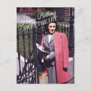 Woman Outside Mid-century Fashion Postcard