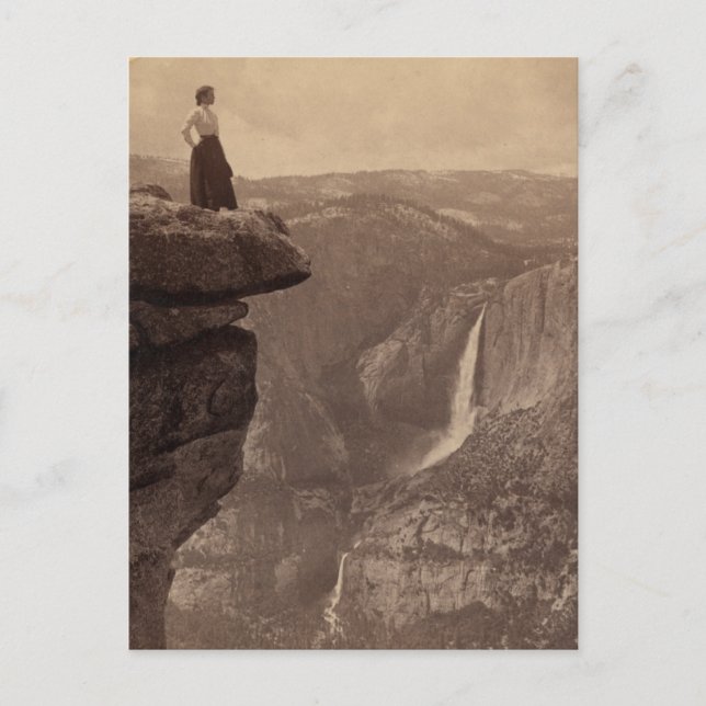 Woman Overlooking Yosemite Falls Postcard (Front)