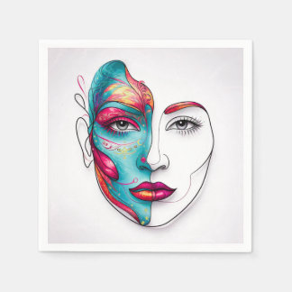 Woman painting line art work napkin