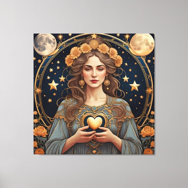 woman passionate heart - tarot  canvas print (Front)