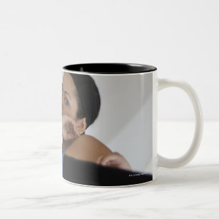 Woman performing martial arts Two-Tone coffee mug