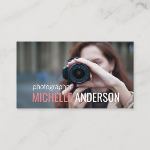 Woman Photographer Holding Camera Business Card