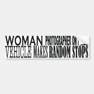WOMAN PHOTOGRAPHER ON BOARD BUMPER STICKER