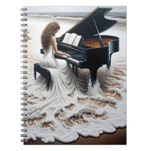 Woman Pianist In Frothy Surf Notebook